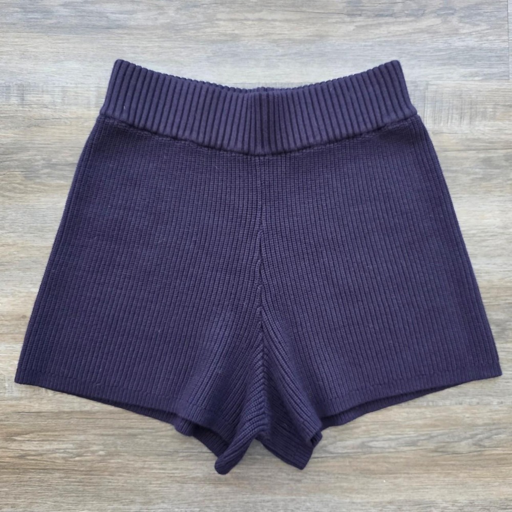 IVL Collective Odyssey Gray High Rise Shaker Rib Knit Sweater Shorts Small NWT